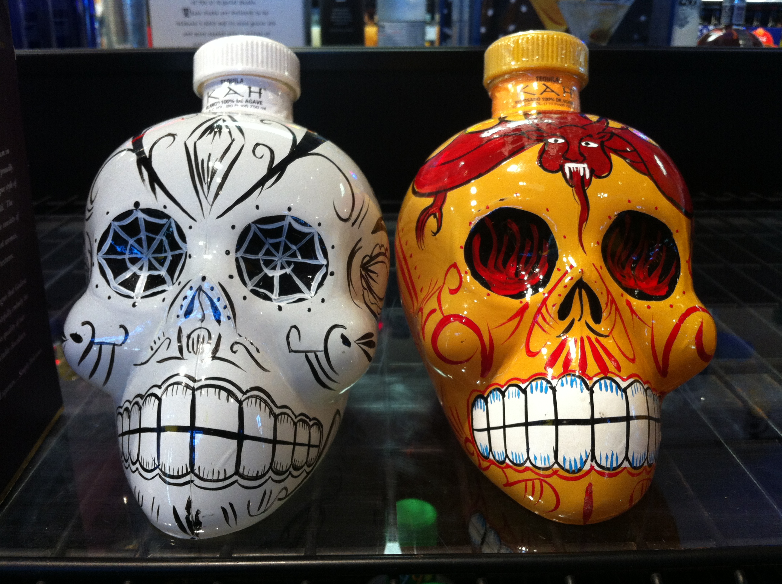 Some dope Tequila sugar skull bottles. 