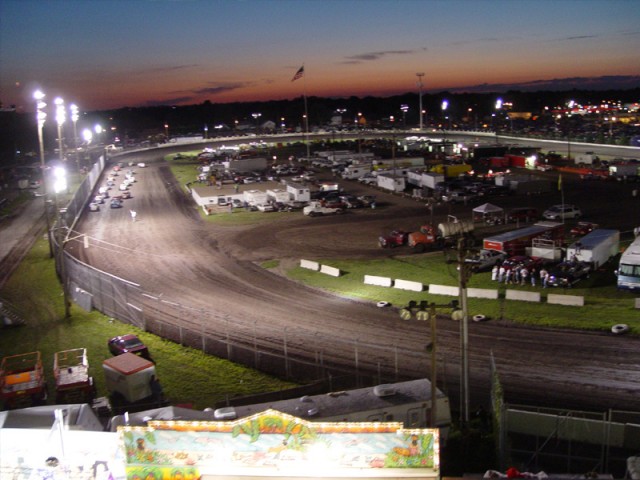 Stock cars on a dirt track - view from the double ferris wheel