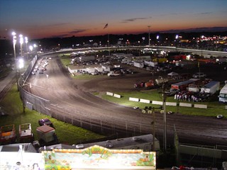 Stock cars on a dirt track - view from the double ferris wheel
