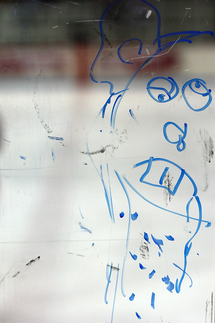 This is drawn on the glass in one of the score booths