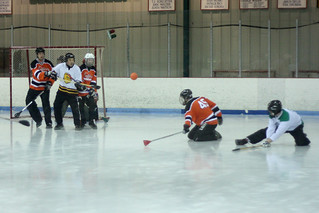 Broomball - Taking a shot