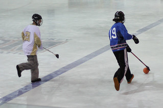 Broomball - Kelley Lake with the ball