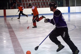 Broomball - Superior Machine bringing the ball up