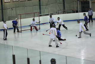 Broomball - Taking a shot