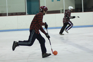 Broomball - Lumberjacks moving up the ice
