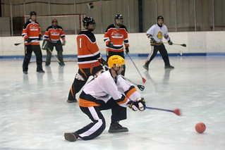 Broomball - Taking a shot