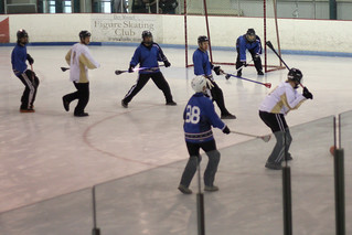 Broomball - Taking a shot against Mandy