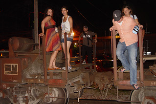 Jumping a stopped train downtown