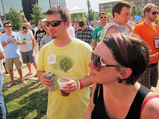 Enjoying a cold one... err two