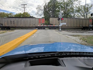 Stopped by the slowest moving train on Leg 4!