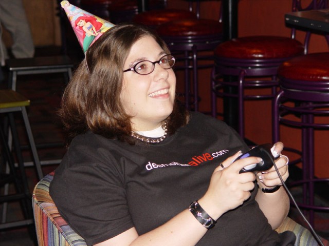 Nicole playing gamecube