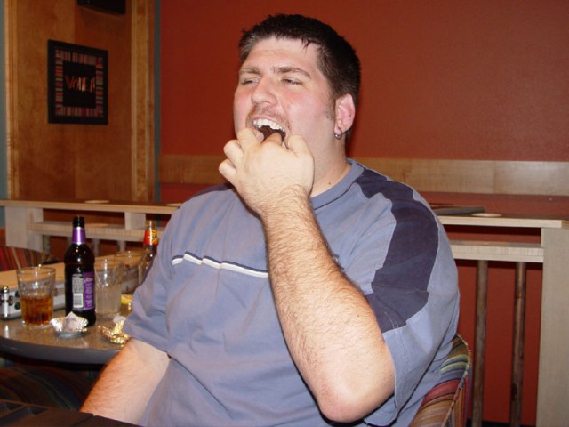 Slim Kevi stuffing muffins into his mouth