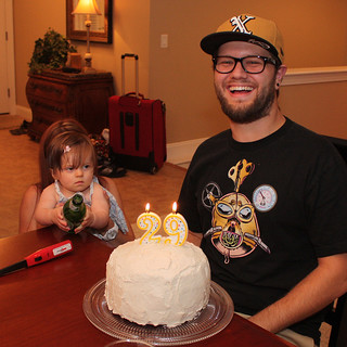 Me, Poppy (drinking a heineken), and mom's red velvet cake with 29 candles