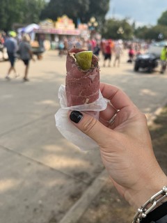 Pickle, Pastrami, Spicy cream cheese