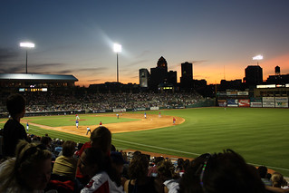 Sunset - I-Cubs and the Des Moines Skyline/Sunset