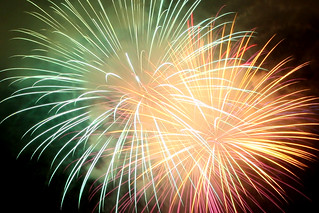 Green and Orange Fireworks