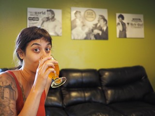 Enjoyin a basil cucumber saison at 515 Brewing