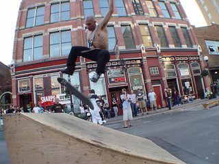 Skateboarding - Dude skating with a sling on