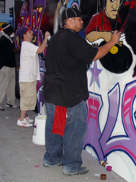 Joel workin on some graffiti