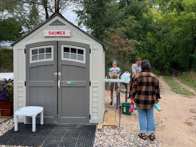Taking advantage of running water before hitting the trail