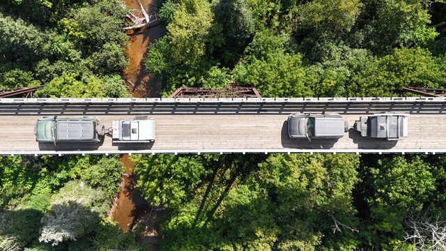 Driving across the Firesteel Trestles