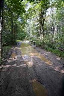 Jon checks the depth of this puddle