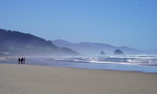 Walking down Cannon Beach