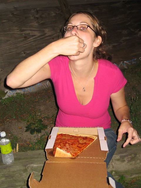 Clock and some huge pizza