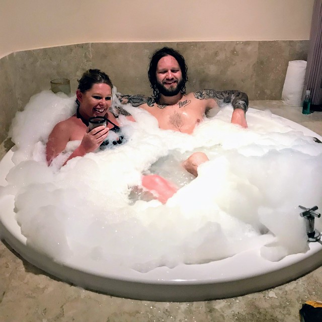 "Hey Lindsey, wanna come hang in this bubble bath?" "okay!"