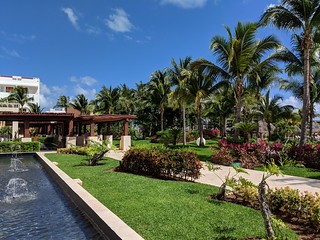 Walking across the resort