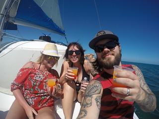 Drinks - Taking a Catamaran to Isla Mujeres. Rum punch in hand.