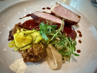 This pork chop and fritter were so damned good