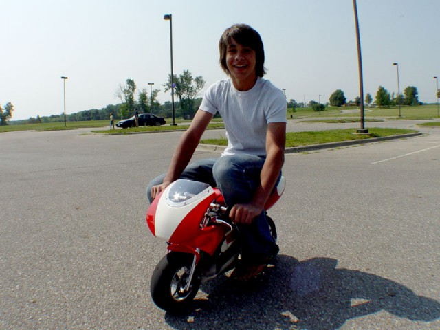 Anthony on the pocket bike