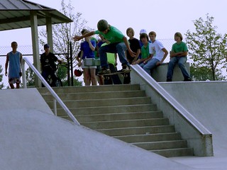 Ollying the 10 set at Ankeny Skatepark