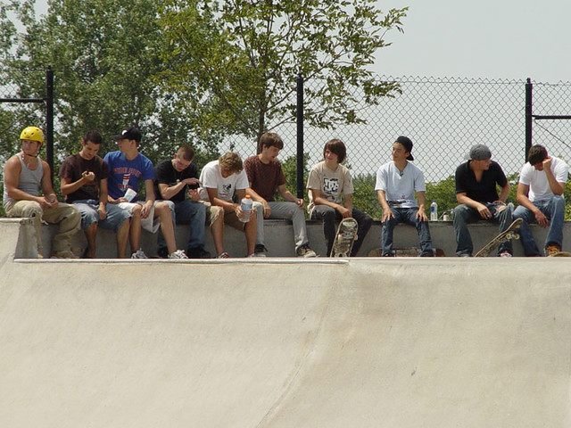 Skaters watching/waiting