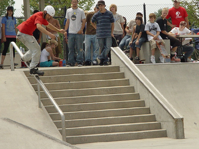 Frontside down the handrail