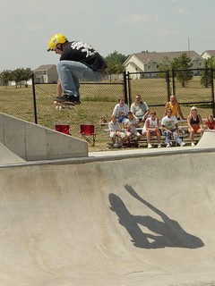 Kyle with a 360 frontside grab over the spine