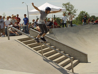 Boardslide down the handrail