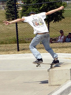 Crooked grind across the ledge
