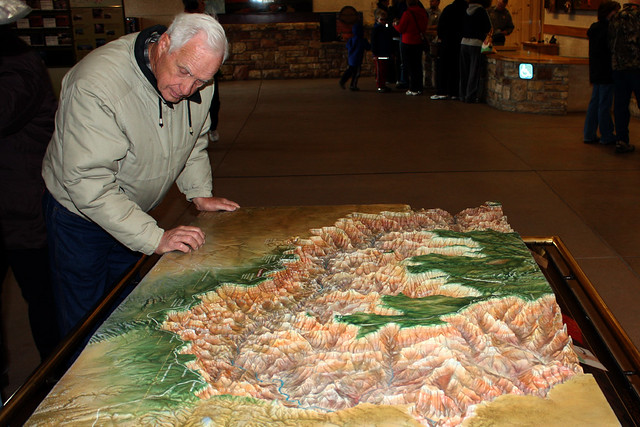 Grandpa checking out a grand canyon map