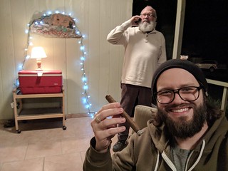 Christmas cigars on the bac porch