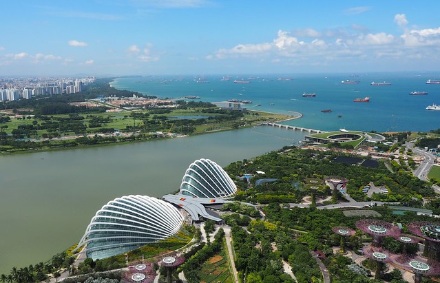 View of the Gardens and Bay from the top of the Marina Bay Sands hotel