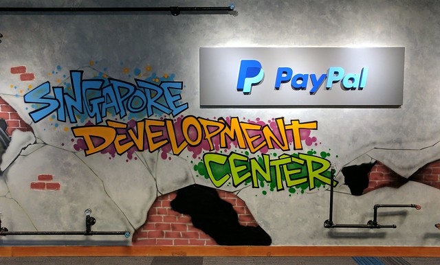 A pretty funny mural in PayPal Singapore
