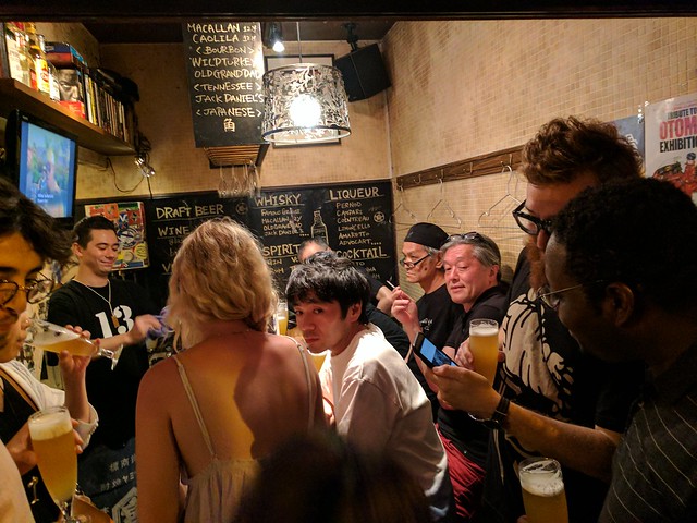 Havin a beer at a tiny bar in Shibuya. This is the entire place.