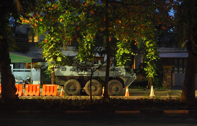 There was an MRAP parked across the street from our hotel. We were told that this was the vice president's personal residence.