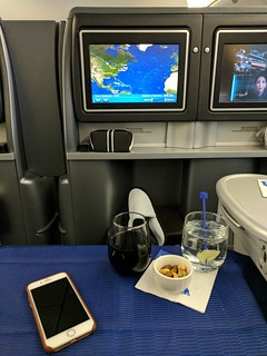 Drinks - Sat down in business class and was offered Italian wine, nuts, and a sparkling water.