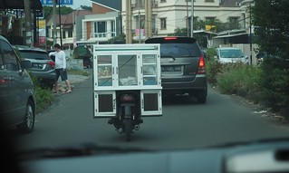 This motorcycle had a whole little restaurant on the back