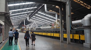 Walking along the glass cooling line