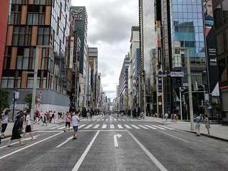 On Sundays Tokyo closes down some of the streets for pedestrian shopping