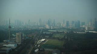 Skyline - A smoggy view of Jakarta from the top of Hotel Mulia